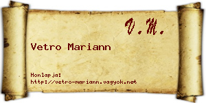 Vetro Mariann névjegykártya
